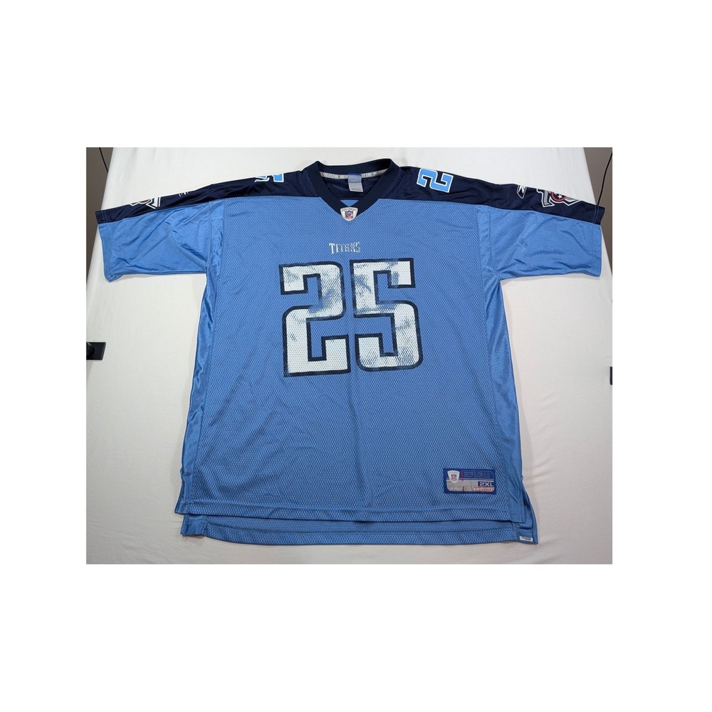 Mens Reebok NFL Tennessee Titans LenDale White 25 Jersey Blue 2XL Vintage